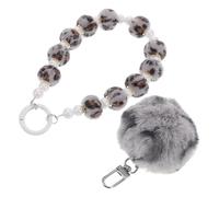 LIFKOME Porte-clés Pompon Léopard Moelleux Breloque Pompom Fluffy Bracelet Porte-clé pour Femme Charm Porte Clef Sac à Main Accessoire Cadeau Pratique et Portable