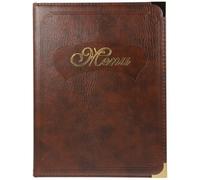 LIFKOME Porte-Menus A4 en Cuir Marron pour Restaurant, Livre de Menus Pratique Protection Transparente, Dossier d'Affichage Multifonctionnel pour Carte Menu et Prix, Adapté Bar et Service