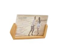 LIFKOME Porte-photos Bois Forme U Support Calendrier Bureau Cadre Photo Bois Naturel pour Maison et Bureau Petit Modèle