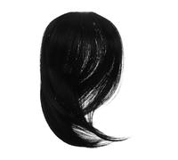 LIFKOME Postiche Synthétique Noire avec Frange Rideau Taille Moyenne Frange 3d Naturelle pour Femme Usage Cosplay Fête et Halloween