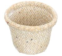 LIFKOME Poubelle Tressée à Main, Panier de Rangement Blanc, Style Rustique | Vannerie Tressée, Finition Délicate, Format Compact, Usage Chambre et Bureau, Article Réutilisable