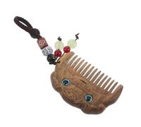 LIFKOME Sandalwood Comb With Bead Pendant Portable Vintage Hair Brush For Women Pocket Travel Essential Chinese Carved Wooden Comb Keychain For Gentle Detangling And Stylish