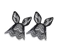 LIFKOME Serrage-têtes Oreilles de Lapin Chat en Dentelle Noire 2 Pièces Taille Unique pour Fête Cosplay Anniversaire Bandeaux à Voile