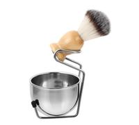 LIFKOME Set Blaireau de Rasage pour Homme avec Bol Inox et Support Brosse Barbe Poil Sanglier Kit Rasage Portable Facile à Nettoyer pour Voyages