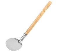 LIFKOME Spatule Wok Inox à Bout Rond Antiadhésive avec Manche Naturel Ustensile Cuisine Inox Polyvalent pour Sauter Frire et Retourner