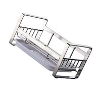 LIFKOME Support Évier Acier Inox avec Bac Égouttoir Amovible Porte Éponge Créatif et Rangement Pratique pour Cuisine et Salle de Bain Design Géométrique Moderne et