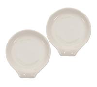 LIFKOME Supports de cuillères compacts en céramique blanche, lot de 2 porte-cuillères de table, repose-cuillère à soupe pour usage hôtelier, empêchant le roulement des couverts