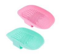 LIFKOME Tampon de Nettoyage en Silicone pour Pinceaux de Maquillage 2 Pièces Bleu et Rose, Taille Moyenne, Réutilisable et Indéformable, pour Usage Domestique et Voyages