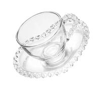 LIFKOME Tasse à Café en Verre Petit Format Soucoupe Antidérapante et Poignée Ergonomique, Ensemble pour Thé de L’après-midi et Latte au Bureau, Tasse Décorative Transparente