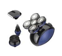LIFKOME Tondeuse à Barbe Étanche Rechargeable USB Rasoir Électrique Polyvalent Pour Barbe Cheveux Et Tête Chauve Tondeuse Portable Bleue Avec Tête Rotative