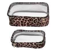 LIFKOME Trousse De Toilette Transparente Léopard Lot De 2 Grandes Et Moyennes Imperméable Portable Voyage Femme Organizer Cosmétiques