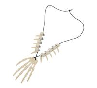 LIFKOME Vintage Skeleton Bone Necklace Punk Gothic Skull Choker With Distressed Hand Pendant For Halloween Costume Accessory Women Men