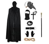 Lifreer Ensemble d'accessoires d'Halloween - Masque rétro en cuir - Masque gothique de médecins pour Halloween et cosplay