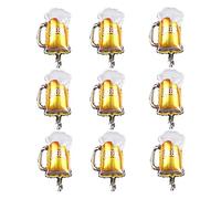 Lifreer Lot de 9 Ballons en Aluminium pour Fête de la Bière - Décoration Étoile Dorée à l'Hélium