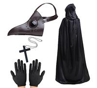 Lifreer Masque de docteur de la peste, masque d'oiseau steampunk, accessoire d'Halloween, costume rétro en cuir à long nez pour homme et femme, Halloween, cosplay, fête costumée