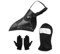Lifreer Masque de médecin de la peste, bec d'oiseau à long nez steampunk rétro en cuir pour cosplay, accessoires de cosplay et gants noirs, masque intégral pour Halloween, festival, fête
