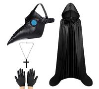 Lifreer Masque de médecin de la peste d'Halloween, masque à bec long, costume de médecin de la peste, masque d'Halloween avec cape, masque d'Halloween steampunk accessoire de costume pour Halloween