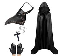 Lifreer Masque de médecin de la peste d'Halloween, masque à bec long, costume de médecin de la peste, masque d'Halloween avec cape, masque d'Halloween steampunk accessoire de costume pour Halloween