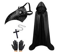 Lifreer Masque de médecin de la peste d'Halloween, masque à bec long, costume de médecin de la peste, masque d'Halloween avec cape, masque d'Halloween steampunk accessoire de costume pour Halloween