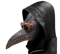 Lifreer Masque d'oiseau de médecin de la peste pour fête d'Halloween, masque de cosplay punk en latex souple réglable pour Halloween, accessoires de jeu de rôle (gris)