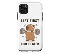 Lift First Chill Later Cute Capybara Gym Workout Humour Art Coque pour iPhone 11 Pro Max