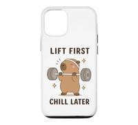 Lift First Chill Later Cute Capybara Gym Workout Humour Art Coque pour iPhone 12/12 Pro