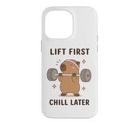 Lift First Chill Later Cute Capybara Gym Workout Humour Art Coque pour iPhone 14 Pro Max