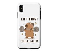 Lift First Chill Later Cute Capybara Gym Workout Humour Art Coque pour iPhone XS Max