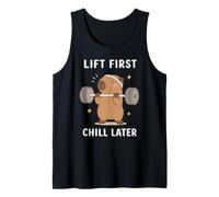 Lift First Chill Later Cute Capybara Gym Workout Humour Art Débardeur