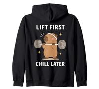 Lift First Chill Later Cute Capybara Gym Workout Humour Art Sweat à Capuche