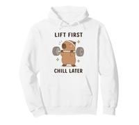 Lift First Chill Later Cute Capybara Gym Workout Humour Art Sweat à Capuche