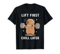 Lift First Chill Later Cute Capybara Gym Workout Humour Art T-Shirt Graphique avec Valeur