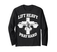 Lift Heavy Pray Hard Christian Workout Gym Apparel Men Manche Longue