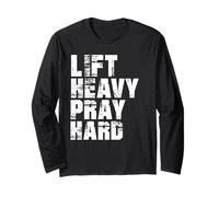 Lift Heavy Pray Hard, Gym Christian Gift for Christian Manche Longue