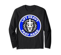 Lift Heavy Pray Hard Gym Workout Religieuse Christian Faith Manche Longue