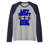 Lift Heavy Pray Hard Gym Workout Religieux Manche Raglan