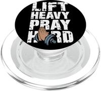 Lift Heavy Pray Hard Motivation Fitness Chrétienne Foi Gym PopSockets PopGrip pour MagSafe