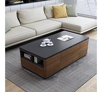 Lift Top Coffee Table for Living Room Modern Wood Pop-up Hidden Dining Table with Open Storage Shelf 3 Storage Drawers Lifting Tabletop Coffee Table for Home/Office Walnut