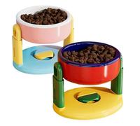 Liftable Suction Cup Pet Bowl, Anti Spill Pet Food Water Bowl, Adjustable Height Slow Feeder and Water Dish for Cat Dog, with Suction Cup Base, Easy to Clean (2PCSA)