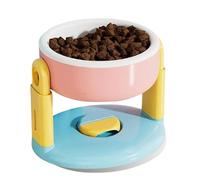 Liftable Suction Cup Pet Bowl, Anti Spill Pet Food Water Bowl, Adjustable Height Slow Feeder and Water Dish for Cat Dog, with Suction Cup Base, Easy to Clean (Pink)