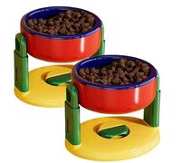 Liftable Suction Cup Pet Bowl, Anti Spill Pet Food Water Bowl, Adjustable Height Slow Feeder and Water Dish for Cat Dog, with Suction Cup Base, Easy to Clean (2PCSB)