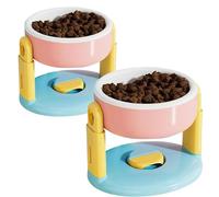 Liftable Suction Cup Pet Bowl, Anti Spill Pet Food Water Bowl, Adjustable Height Slow Feeder and Water Dish for Cat Dog, with Suction Cup Base, Easy to Clean (2PCSC)