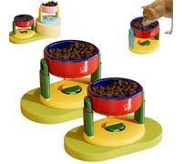 Liftable Suction Cup Pet Bowl,Non-Slip Elevated Height Stainless Steel Feeder,Three Levels Adjustable Height Non-Spill Dog Cat Bowl,Easy to Clean,Skid Durable Feeder for All Body Types (Red*2)