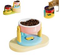 Liftable Suction Cup Pet Bowl,Non-Slip Elevated Height Stainless Steel Feeder,Three Levels Adjustable Height Non-Spill Dog Cat Bowl,Easy to Clean,Skid Durable Feeder for All Body Types (Pink)