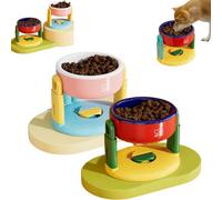 Liftable Suction Cup Pet Bowl,Non-Slip Elevated Height Stainless Steel Feeder,Three Levels Adjustable Height Non-Spill Dog Cat Bowl,Easy to Clean,Skid Durable Feeder for All Body Types (Red+Pink)