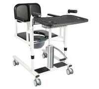 Lifter hydraulique pour patients, avec siège divisé à 180°, aide au transport multifonction, charge maximale : 150 kg, avec plateau de table et roulettes, noir, blanc