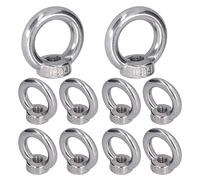 Lifting Eye Nut Stainless Steel Durable Threaded Ring Fastener High Strength Wear Resistant Corrosion Proof for Forestry Machinery Marine Equipment Industrial Use 10Pcs (M6)