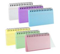 Lifuncren 300PCS Fiche Bristol en Spirale, Fiches Bristol 7,6 x 12,7 cm, 6 Couleurs Flash Cards avec Couverture Transparente, Cartes de Révision Flashcards pour Prise de Notes L’éCole Maison (002)