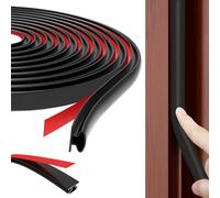 Lifuncren Joint Porte Fenêtre, Joint de Porte Isolation Froid et Phonique D-Profil, Bande Calfeutrage porte PVC Caoutchouc Auto-AdhéSif, Anti-collision Bande D'étanchéité Porte Voiture (10M, Noir)