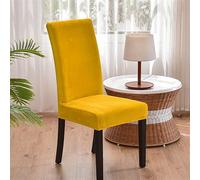 Lifup 4 Pièces Housses de Chaise de Salle à Manger, Couverture de Chaise, Jacquard Amovible Lavable Protection de Chaise pour Hôtel Restaurant Jaune 4 pcs